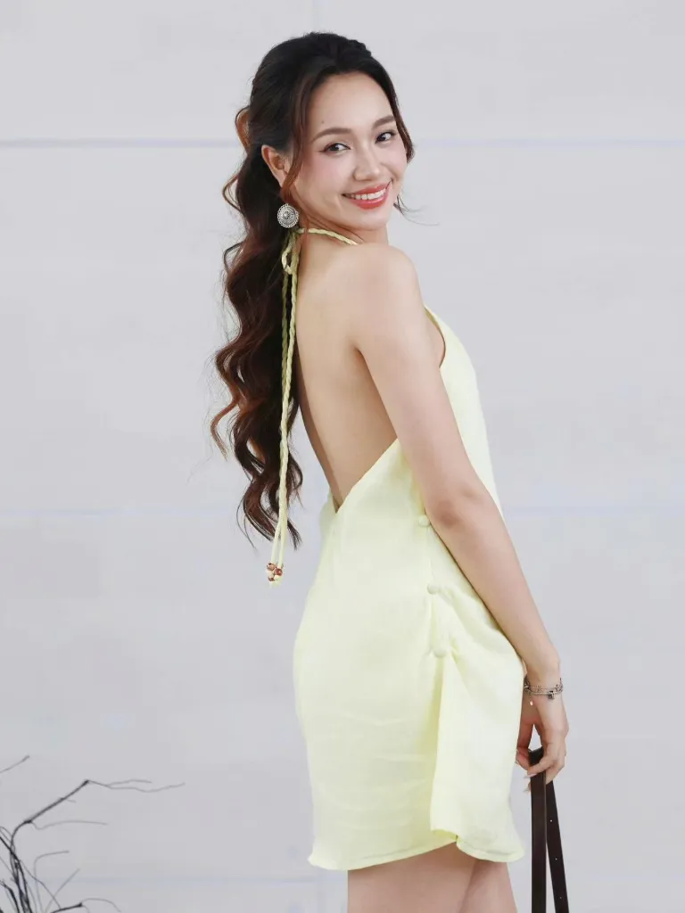 Grace - Pale Yellow Short Linen